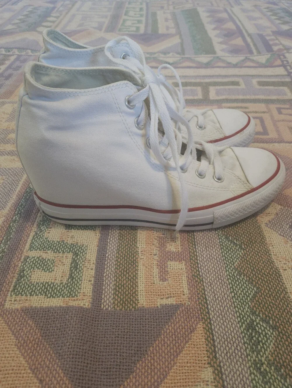 Converse White High Top Hidden Wedges Size 10